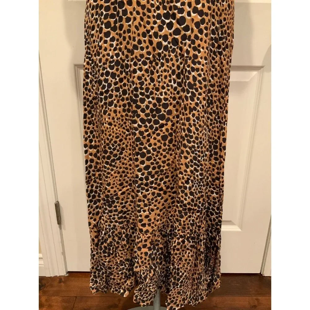 Sea New York Brown & Black Leopard Print Short Sleeve Maxi Dress, Sz 6 - Picture 3 of 8